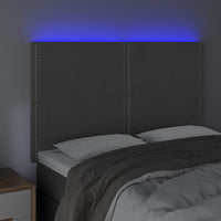 Testiera a LED-Testata con LED Grigio Scuro 144x5x118/128cm in Velluto 732056