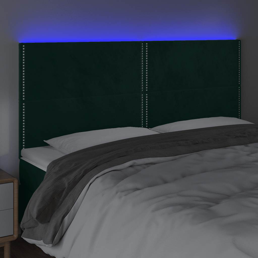 Testiera a LED Verde Scuro 180x5x118/128cm in Velluto 3122347