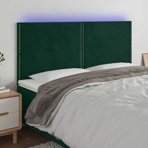 Testiera a LED Verde Scuro 180x5x118/128cm in Velluto 3122347
