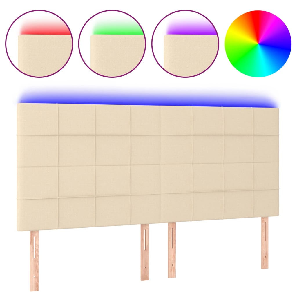 Testiera a LED Crema 160x5x118/128 cm in Tessutocod mxl 97812