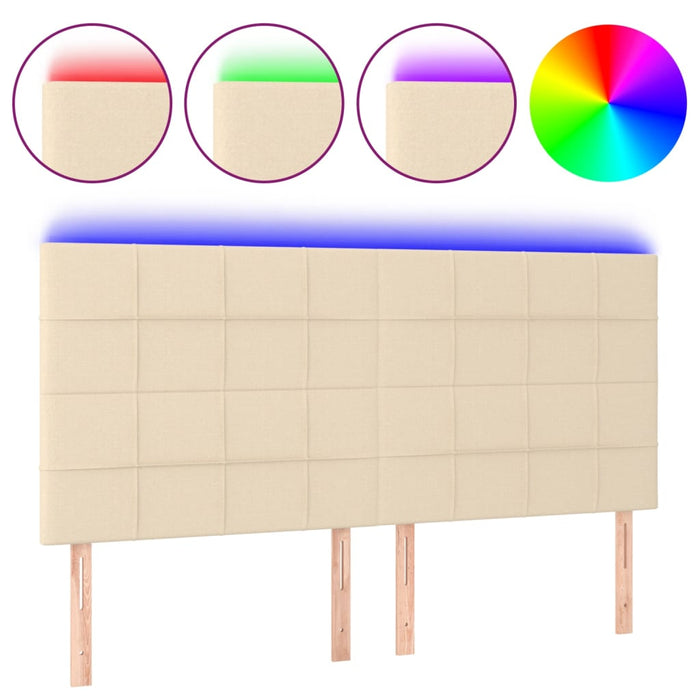 Testiera a LED crema 200x5x118/128cm in Tessuto