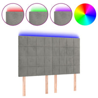 Testiera a LED Grigio Chiaro 144x5x118/128 cm in Velluto 3122472