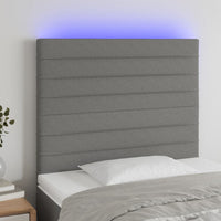 Testiera a LED-Testata con LED Grigio Scuro 80x5x118/128 cm in Tessuto 614995
