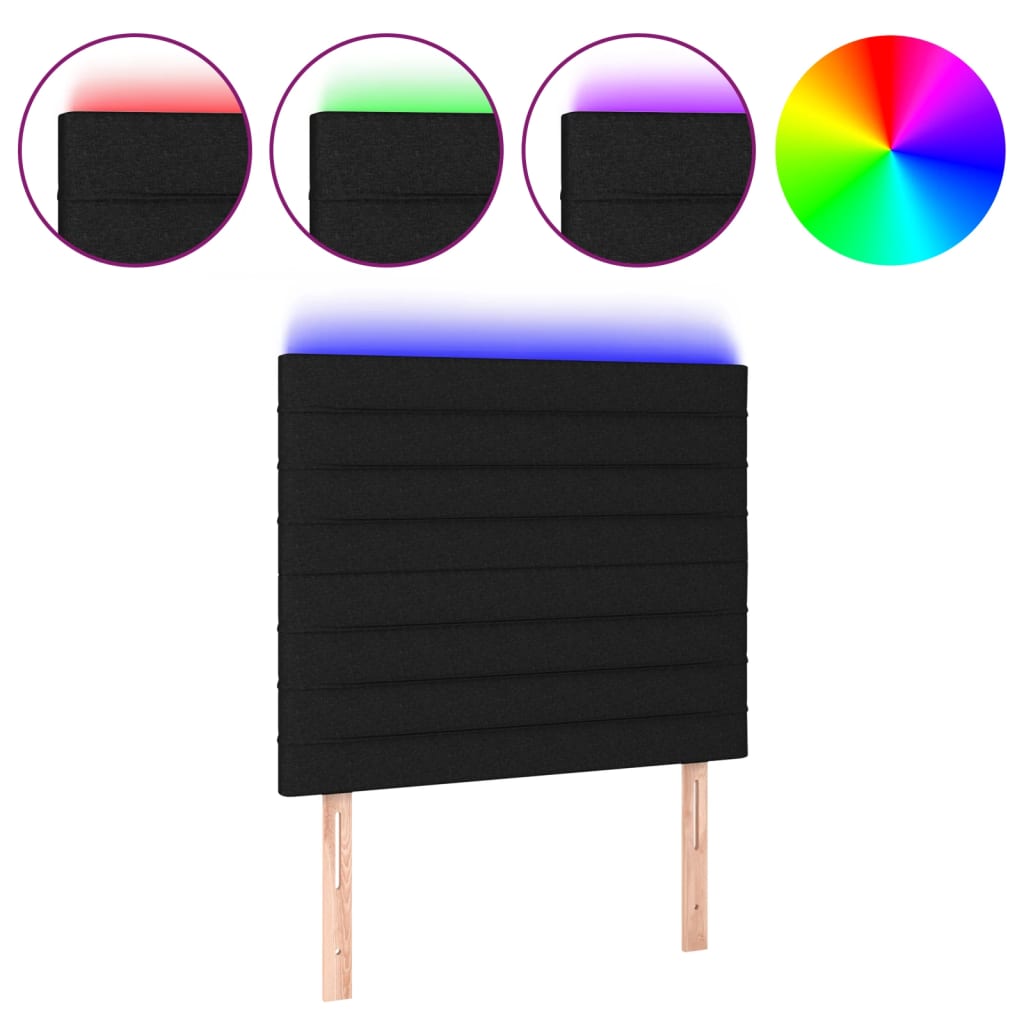 Testiera a LED Nera 80x5x118/128 cm in Tessuto 3122540
