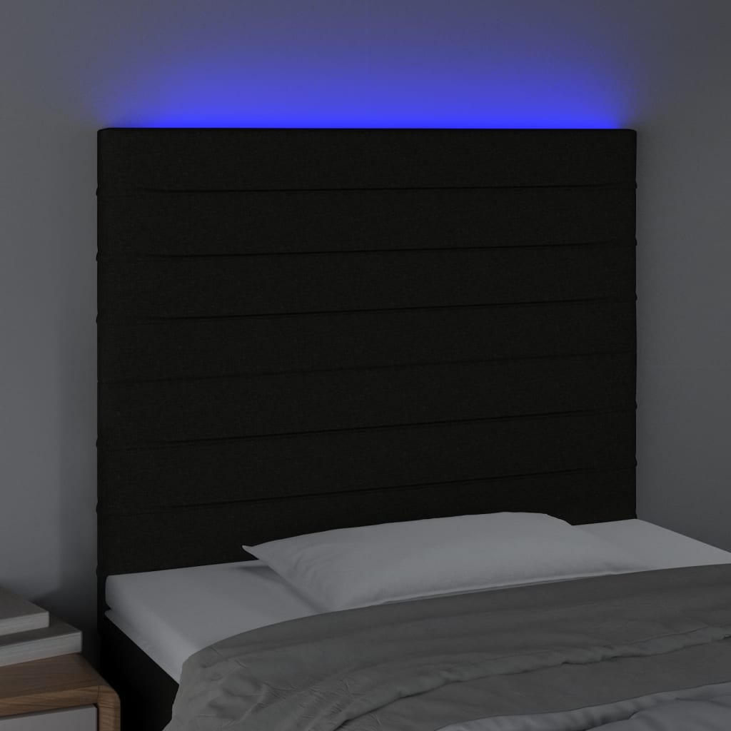 Testiera a LED Nera 80x5x118/128 cm in Tessuto 3122540