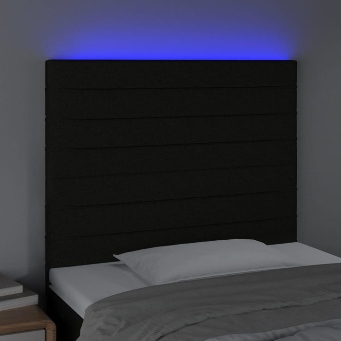 Testiera a LED Nera 80x5x118/128 cm in Tessuto 3122540
