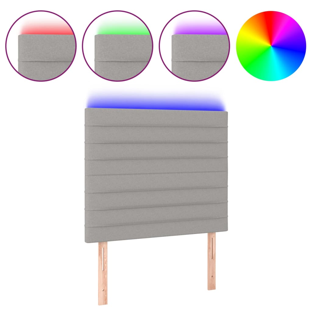 Testiera a LED-Testata con LED Grigio Chiaro 90x5x118/128 cm in Tessuto 886700