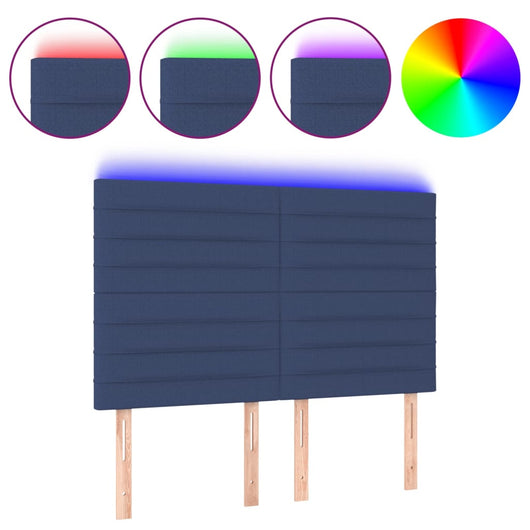 Testiera a LED Blu 144x5x118/128 cm in Tessuto 3122568