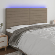 Testiera a LED Tortora 180x5x118/128 cm in Tessuto 3122582