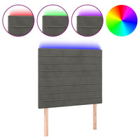 Testiera a LED-Testata con LED Grigio Scuro 80x5x118/128 cm in Velluto 439186