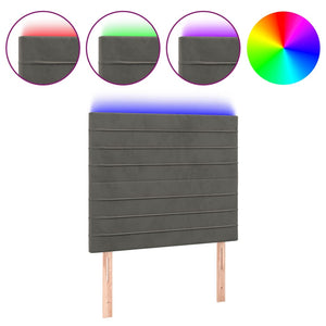 Testiera a LED-Testata con LED Grigio Scuro 90x5x118/128 cm in Velluto 799277