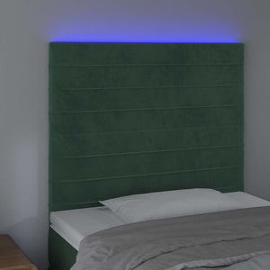Testiera a LED-Testata con LED Verde Scuro 100x5x118/128cm in Velluto 103818