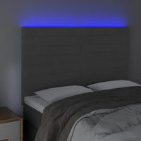Testiera a LED-Testata con LED Grigio Scuro 144x5x118/128cm in Velluto 456280