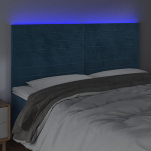 Testiera a LED Blu Scuro 160x5x118/128 cm in Velluto 3122622