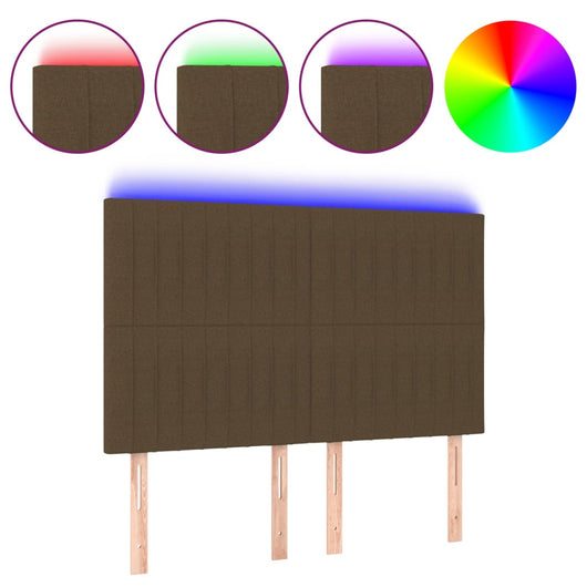 Testiera a LED-Testata con LED Marrone Scuro 144x5x118/128 cm in Tessuto 531021