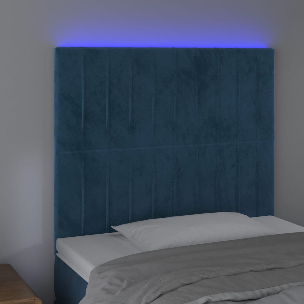 Testiera a LED Blu scuro 80x5x118/128 cm in Vellutocod mxl 73819