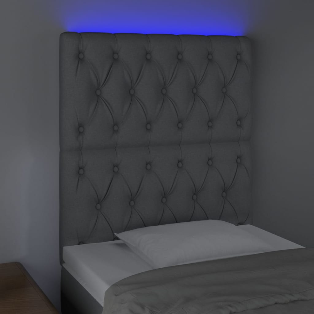 Testiera a LED Grigio Chiaro 80x7x118/128 cm in Tessuto 3122734