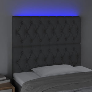 Testiera a LED-Testata con LED Grigio Scuro 90x7x118/128 cm in Tessuto