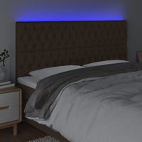 Testiera a LED-Testata con LED Marrone Scuro 180x7x118/128 cm in Tessuto