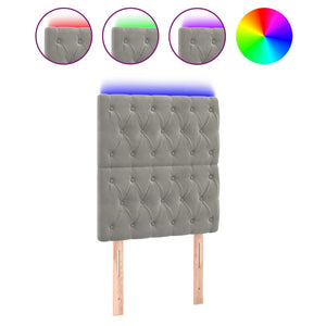 Testiera a LED-Testata con LED Grigio Chiaro 80x7x118/128 cm in Velluto