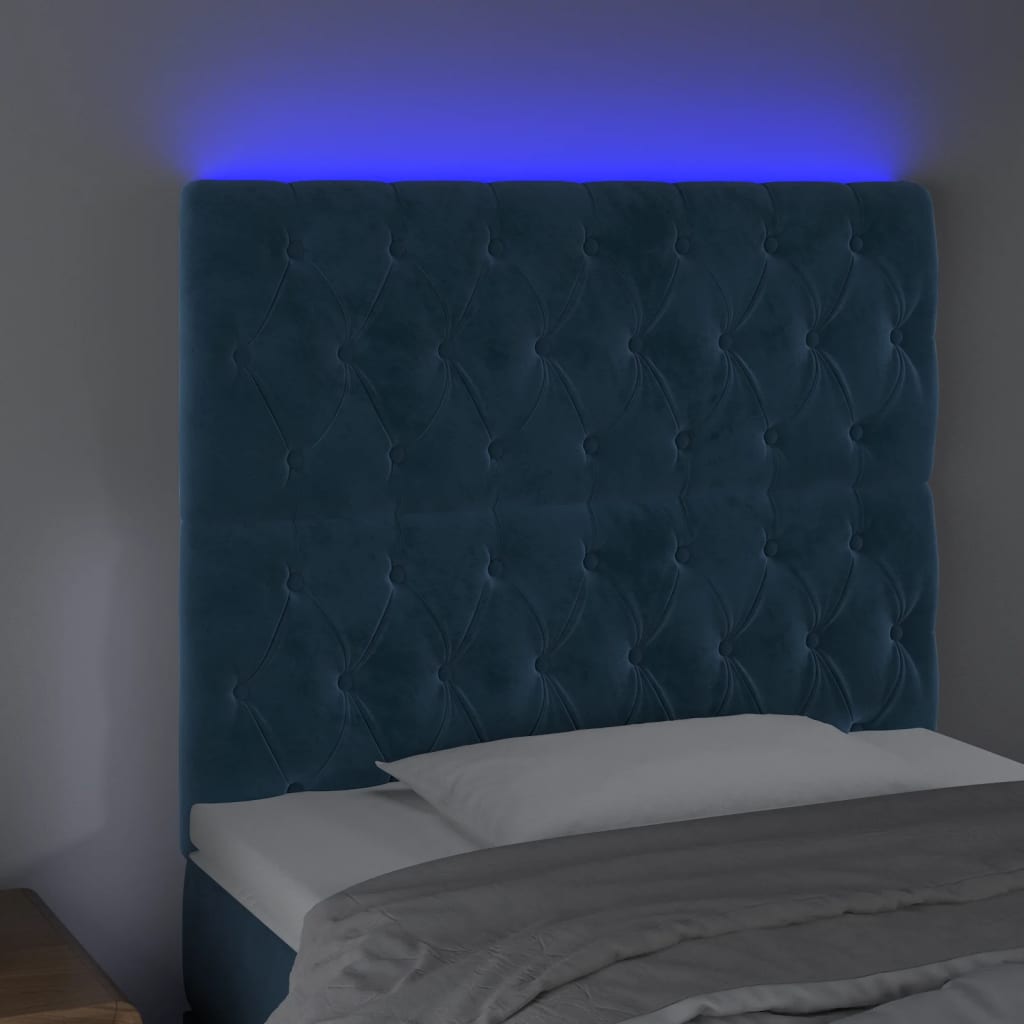 Testiera a LED Blu Scuro 100x7x118/128 cm in Velluto 3122806