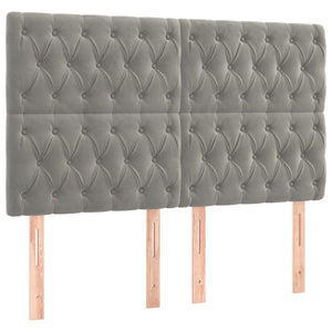 Testiera a LED Grigio Chiaro 160x7x118/128 cm in Velluto 3122814