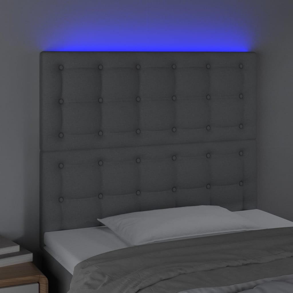 Testiera a LED-Testata con LED Grigio Chiaro 90x5x118/128 cm in Tessuto 217965