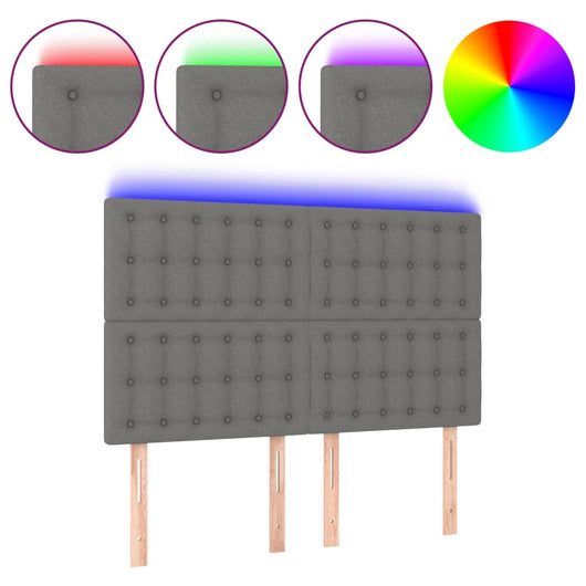 Testiera a LED GrigioScuro 144x5x118/128cm inTessuto 3122857