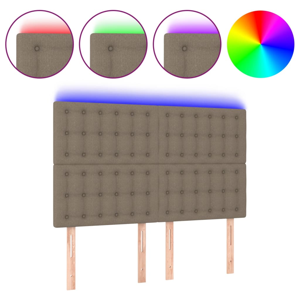 Testiera a LED Tortora 144x5x118/128 cm in Tessuto 3122860