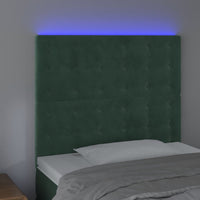 Testiera a LED-Testata con LED verde Scuro 80x5x118/128 cm in Velluto 191758