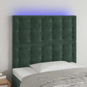 Testiera a LED-Testata con LED verde Scuro 80x5x118/128 cm in Velluto 191758