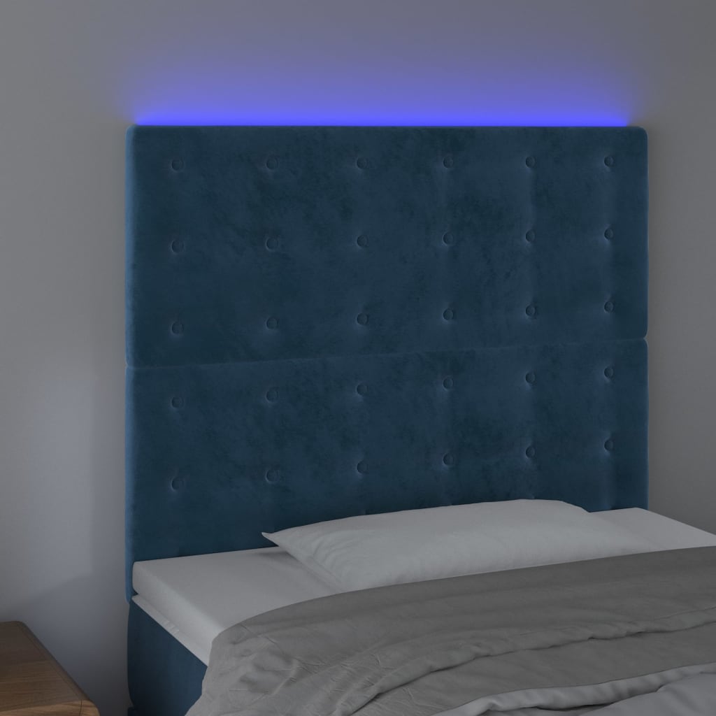 Testiera a LED Blu Scuro 90x5x118/128 cm in Velluto 3122898