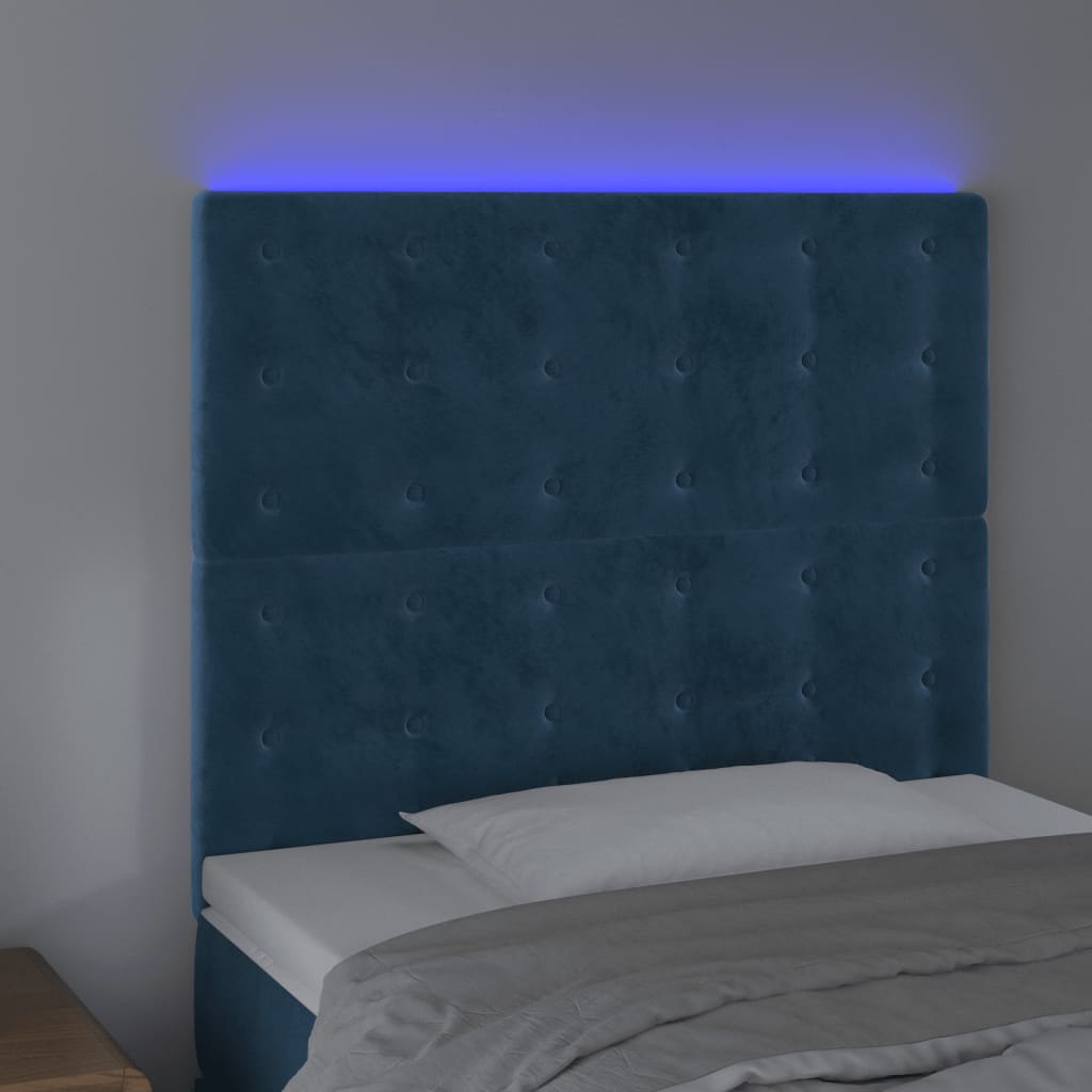 Testiera a LED Blu Scuro 100x5x118/128 cm in Velluto 3122904