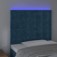 Testiera a LED Blu Scuro 100x5x118/128 cm in Velluto 3122904