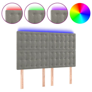 Testiera a LED Grigio Chiaro 144x5x118/128 cm in Velluto 3122906