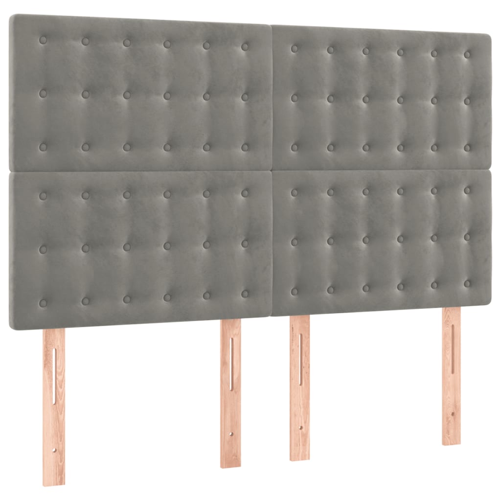 Testiera a LED Grigio Chiaro 144x5x118/128 cm in Velluto