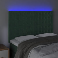 Testiera a LED-Testata con LED Verde Scuro 144x5x118/128cm in Velluto 792805