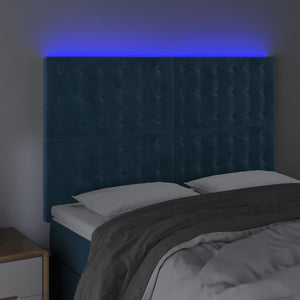 Testiera a LED Blu Scuro 144x5x118/128 cm in Velluto 3122910