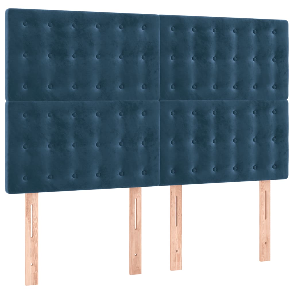 Testiera a LED Blu Scuro 144x5x118/128 cm in Velluto 3122910