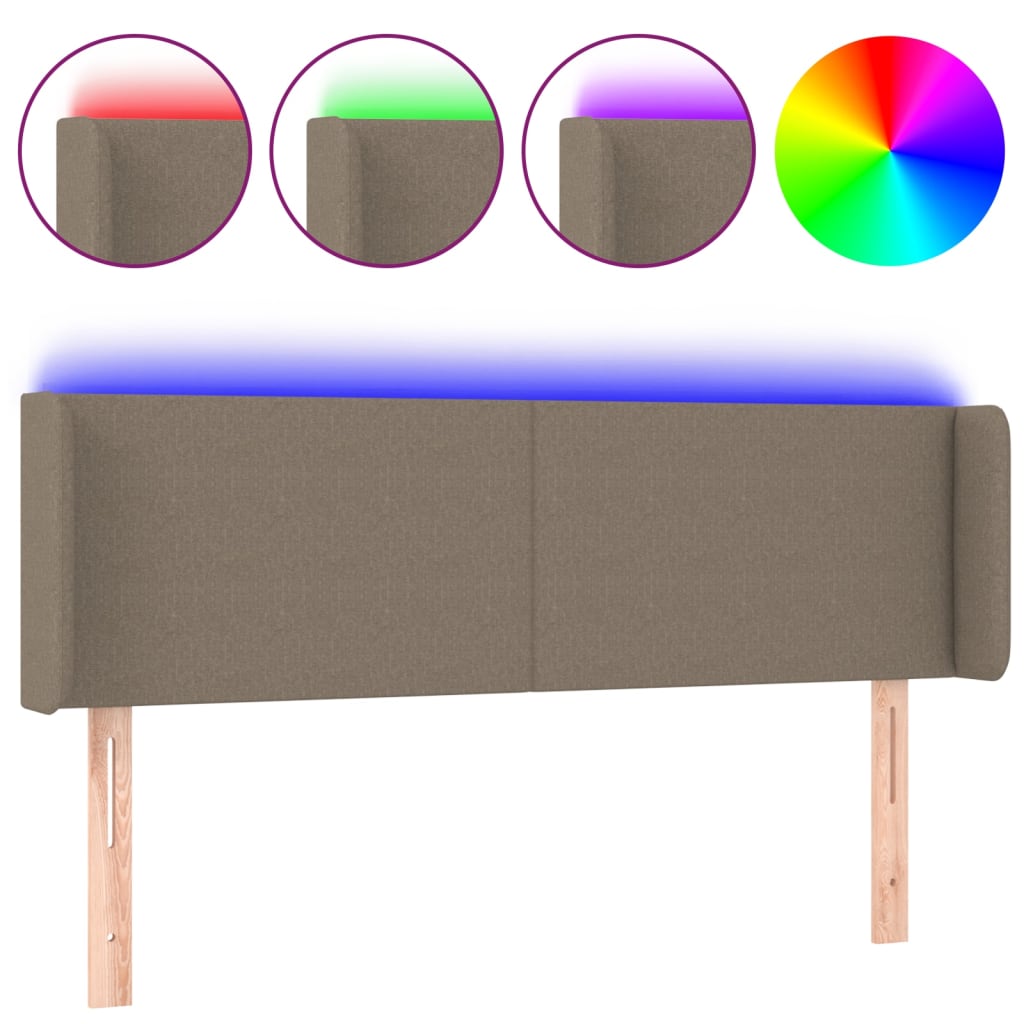 Testiera a LED-Testata con LED Tortora 147x16x78/88 cm in Tessuto 630117