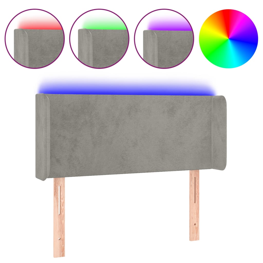 Testiera a LED Grigio Chiaro 83x16x78/88 cm in Velluto 3122986