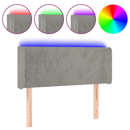 Testiera-Testata Decorativa Grigio Chiaro a LED 103x16x78/88 cm in Velluto 560648