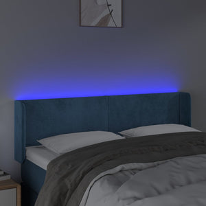 Testiera a LED Blu Scuro 147x16x78/88 cm in Velluto 3123008