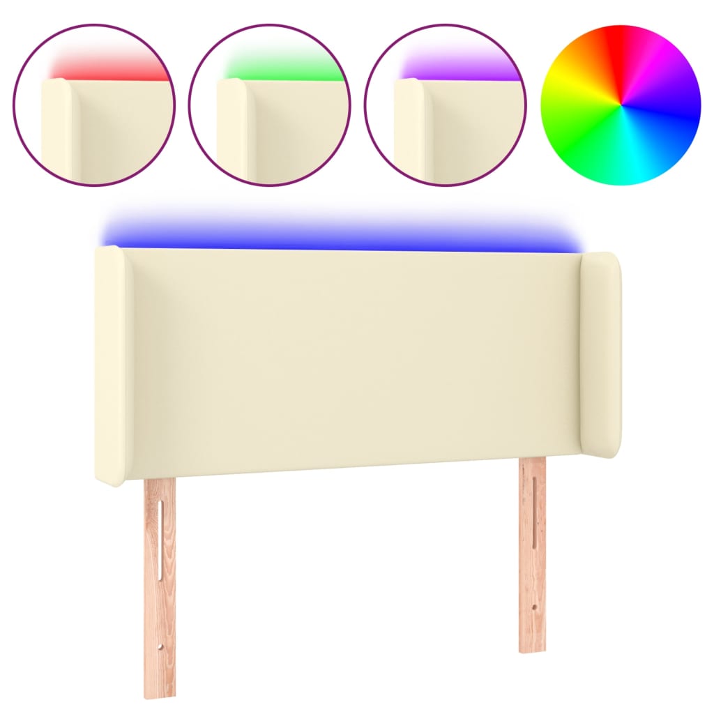 Testiera a LED-Testata con LED Crema 93x16x78/88 cm in Similpelle 764083