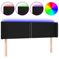 Testiera a LED Nera 147x16x78/88 cm in Tessuto 3123096