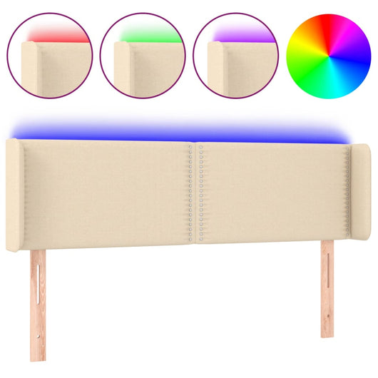 Testiera a LED Crema 147x16x78/88 cm in Tessuto 3123099