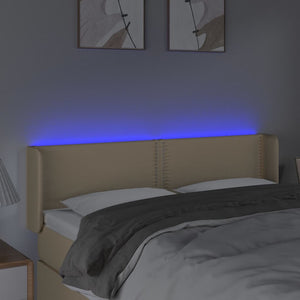 Testiera a LED Crema 147x16x78/88 cm in Tessuto 3123099
