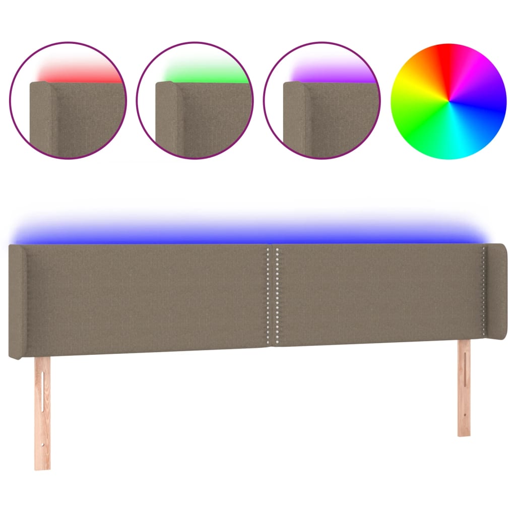 Testiera a LED-Testata con LED Tortora 203x16x78/88 cm in Tessuto 693374