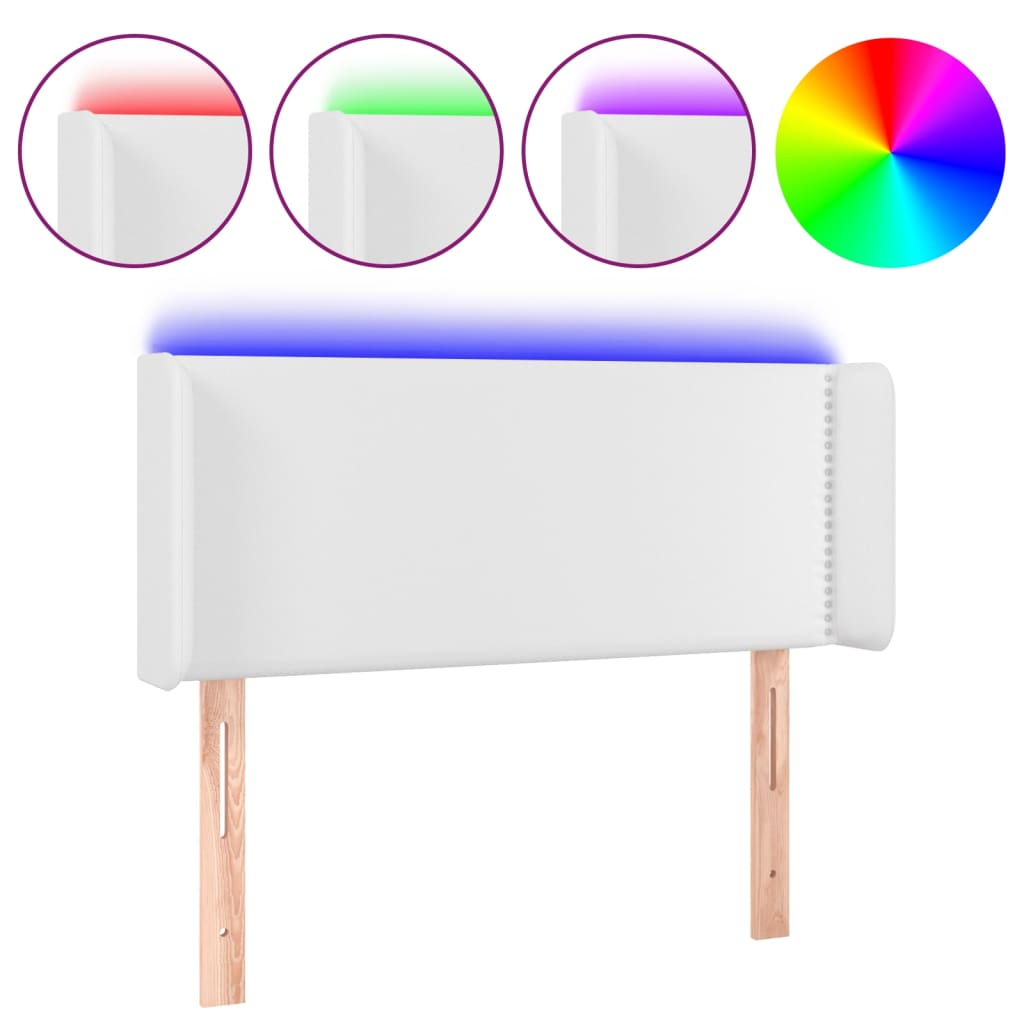 Testiera a LED Bianca 83x16x78/88 cm in Similpelle 3123169