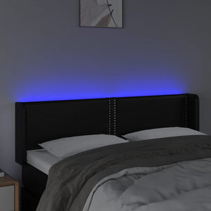 Testiera a LED Nera 147x16x78/88 cm in Similpelle 3123186